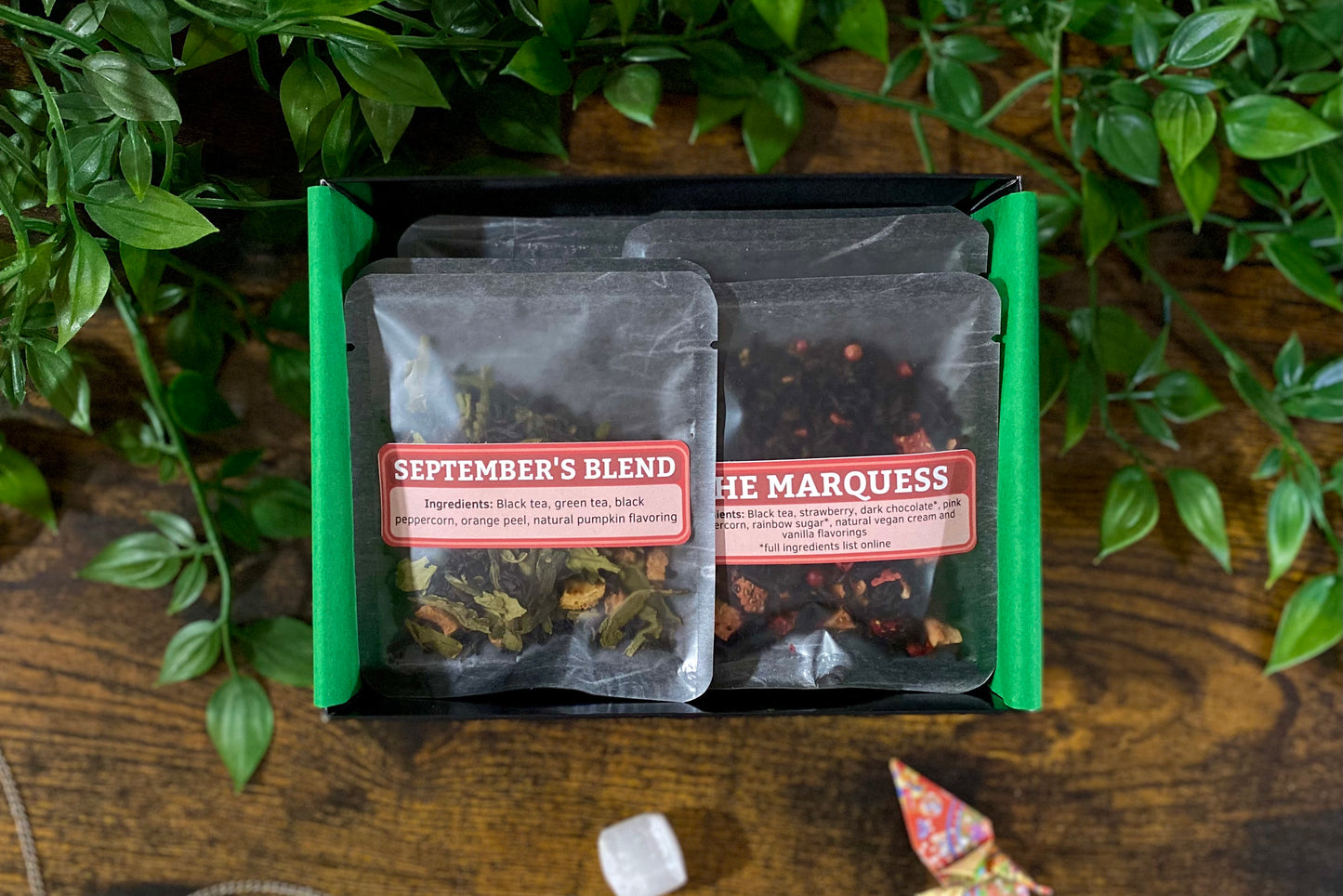 Box One, open to show September's Blend and The Marquess