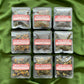 Nine Lord of the Rings tea samples laid out in a grid