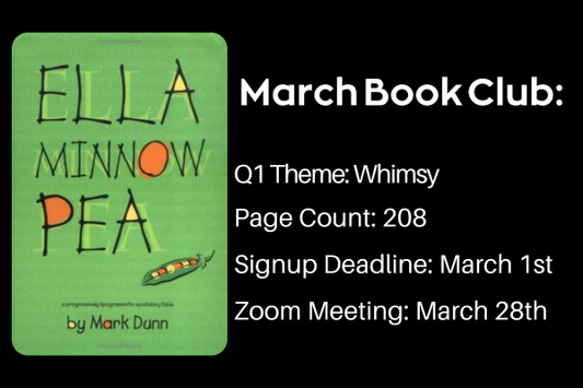 Graphic with details about March book club