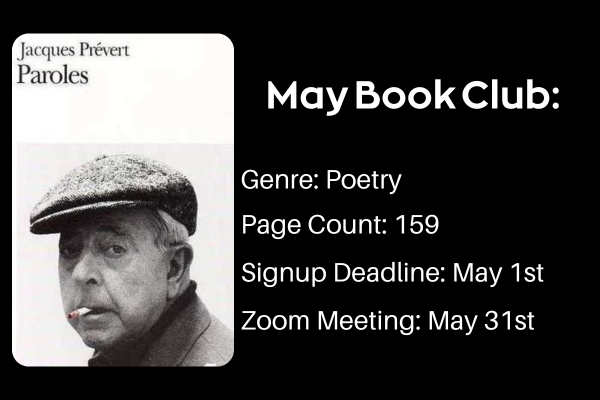 Book cover photo and meeting details